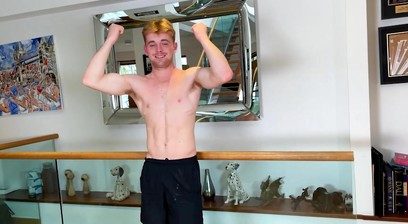 Straight Young Boxer Shows off his Ripped Body & Wanks his Huge Uncut Cock!