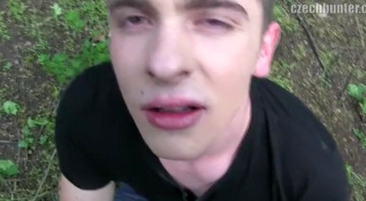 CZECH HUNTER 353 - Hunk Gets Paid to Suck Cock and Fucked Bareback Outside 