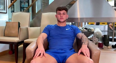 Young Straight Gym Stud Shows off his Ripped Body & Wanks his Big Uncut Cock & Cums!