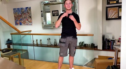 Young Straight Electrician Wanks his Rock Hard Uncut Cock & Cums Using his Tools!