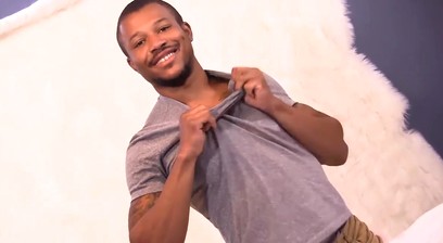 Athletic black jock Chris masturbates big cock solo and cums