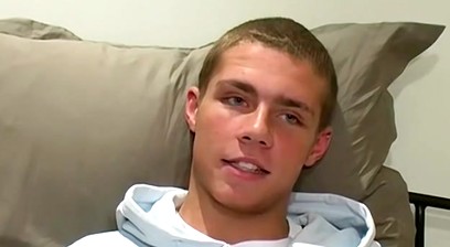 British twink Antony solo masturbates and jizzes