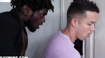 GAYWIRE - Gay Black Plumber Devin Trez Laying Pipe in Nic Sahara's Tight Ass Hole