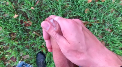 Teen Boy Jerking his Big Dick using two Hands OUTDOOR / Fit Boy /hot / Cute