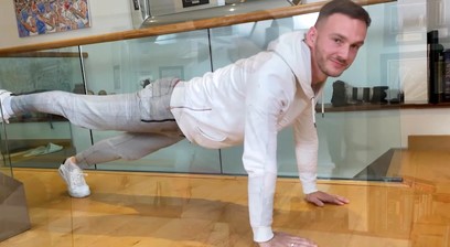 Young & Hung Footballer Shows off his Lean Body & Wanks his Big Uncut Cock with a Helping Hand!