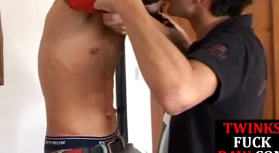 Twink Latino blows dick before barebacked till shooting cum
