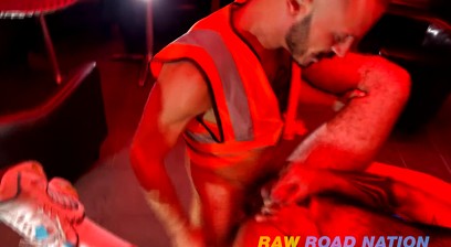 Bends him over and goes BB into this builder bloke
