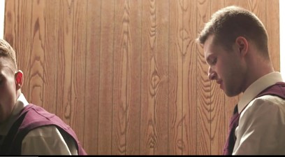 Catholic Boys Benjamin Blue And Ryan Jacobs Play In The Confession Booth