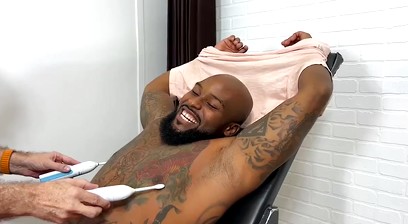 Submissive black hunk Dallas tickle tormented all over body