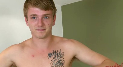 Straight & Tall Blond Uncut Pup Jamie has his 1st Dildo Experience!
