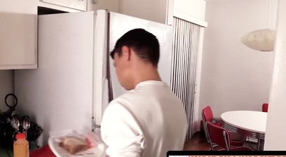 Lusty stepson craves for daddy's big cock in his mouth and throat