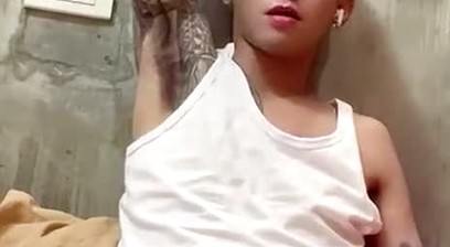 Inked Boy Nipple Tease, Jerking Off, and Cumming